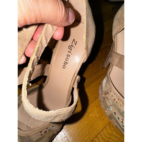 Zigi Soho Jaslene 9 Beige Studded High Heel Platform Peep Toe Shoes‎ Sexy Y2K - Picture 7 of 9